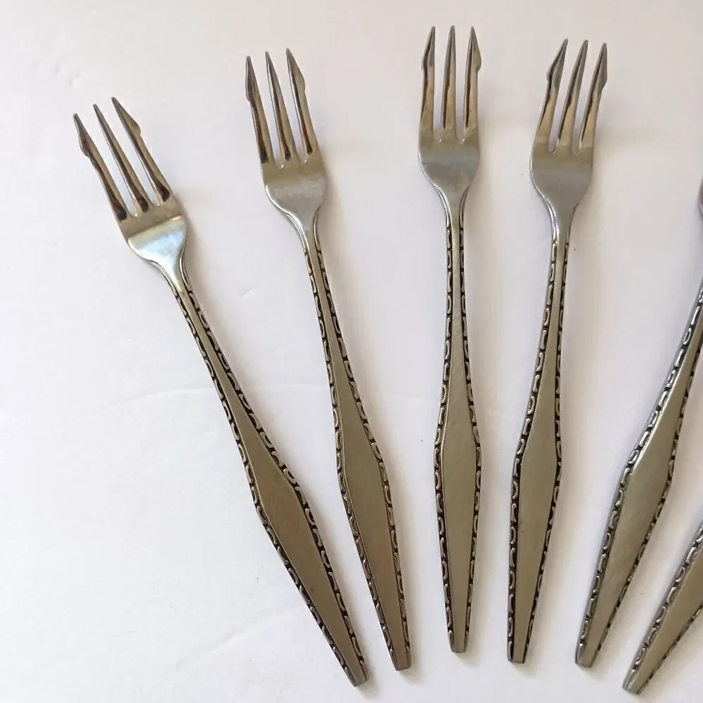 Regent Japan Cocktail Fork Set 6 Seafood Demitasse Stainless Steel Appetizer MCM